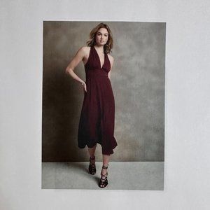 NWT Banana Republic Resort Midi Dress Size 8 in Pinot Noir Burgundy